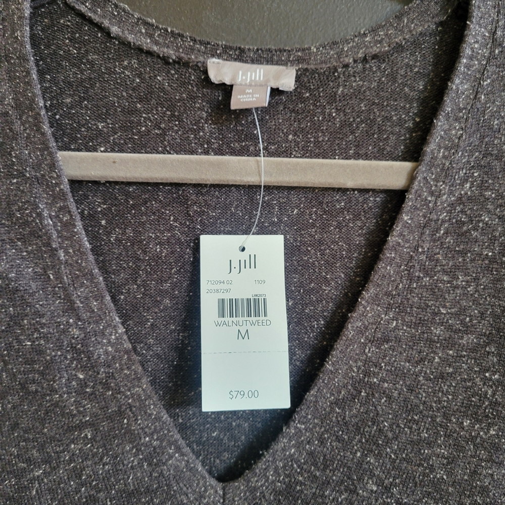 J. Jill Women's V-Neck Blouse in Charcoal, Size M - Picture 3 of 4